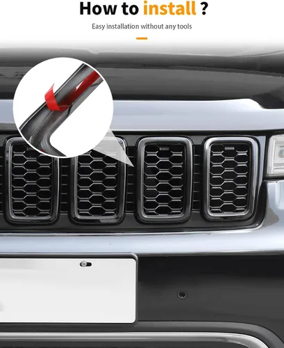 Vista 6 de Hoolcar Insertos de malla para parrilla delantera compatibles con Jeep Grand Cherokee 2017-2020, insertos de rejilla de clip, accesorios exteriores