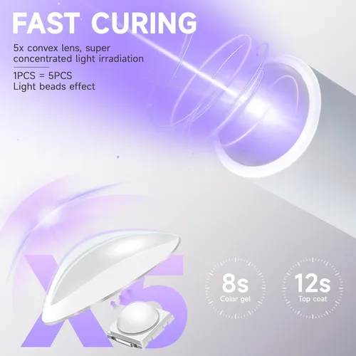 Vista 3 de Luz UV de mano para uñas de gel, mini luz de uñas portátil, lámparas LED de secado de esmalte de uñas para esmalte de gel, secadora de uñas