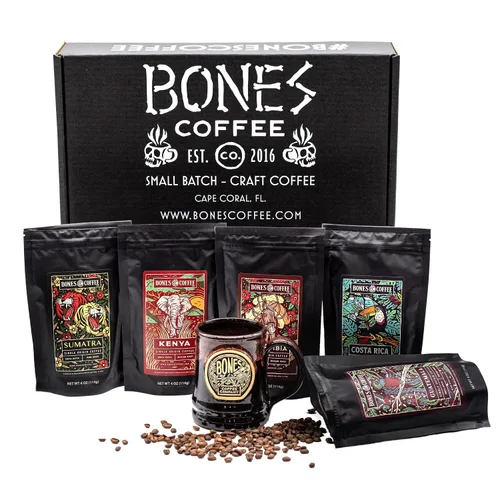 Vista 15 de Bones Coffee Company The Nightmare Before Christmas Caja de Coleccionista 5 Cafés de Sabores Granos de Arábica Bajo en Ácido Tostado Medio Café