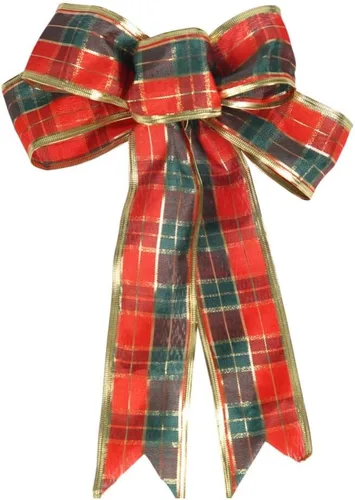 Vista 16 de Ochine Decoración para árbol de Navidad, lazo decorativo para árbol de Navidad, tiras decorativas, cinta, búfalo, arpillera, rojo y negro, lazo