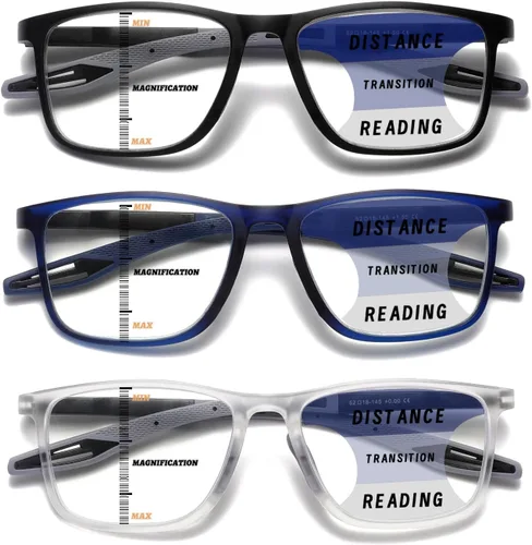 Vista 13 de Hubeye TR90 Gafas de Lectura Deportivas para Hombres y Mujeres Ultraligeras Flexibles Anti-Luz Azul（Negro+Negro+Negro+Negro+Negro，+0.0）
