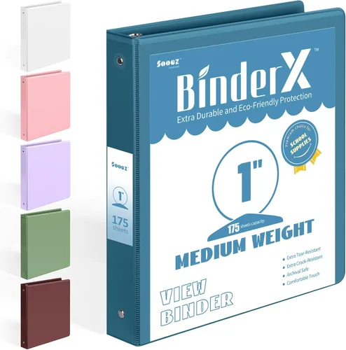Vista 20 de BinderX - Carpeta de 3 anillos redondos extraduradera de 1 pulgada, se adapta a 175 hojas de papel de 8.5 x 11 pulgadas, cubierta personalizable