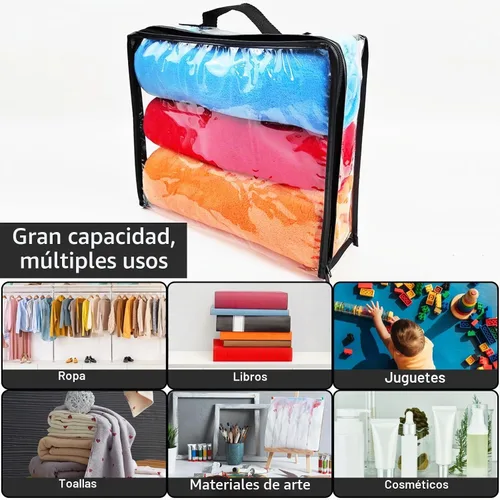 Vista 6 de 10 cubos grandes de embalaje de viaje transparente, bolsas de almacenamiento de vinilo transparente con cremallera, bolsa de plástico