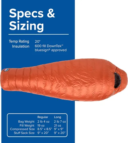 Vista 4 de Big Agnes Greystone Saco de dormir de momia DownTek de 0-30 grados 600