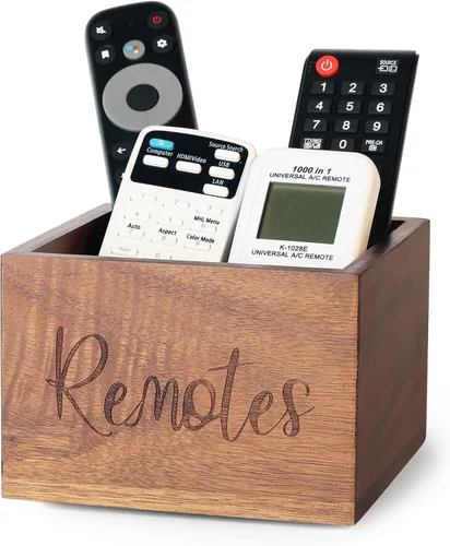 Vista 9 de Soporte para control remoto, soporte de madera para control remoto de TV para mesa, organizador remoto para decoración del hogar, caja remota