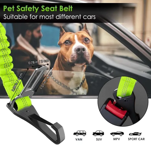 Vista 34 de SlowTon Cinturón de seguridad para perro, correa de cinturón de seguridad ajustable para perro, 2 en 1, cinturón de seguridad para perro