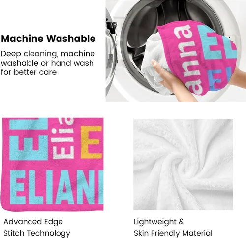 Vista 7 de Manta personalizada con nombre, manta personalizada con nombre, manta personalizada para adultos, niños y bebés, manta personalizada con monograma