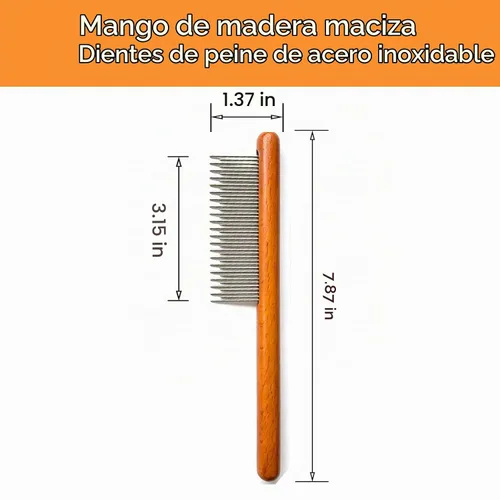 Vista 2 de Peine para gatos, peine de perro, herramienta de aseo de peine de madera maciza para gatos, perros y conejos..