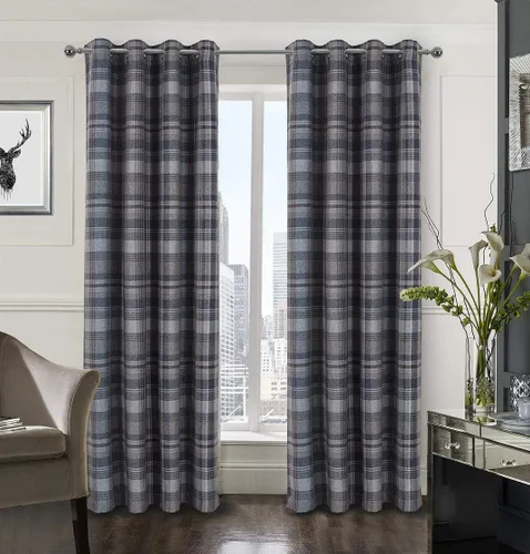 Vista 33 de always4u - Cortinas de cuadros beige con ojales, aspecto de lana, modernas para sala de estar y dormitorio, decoración del hogar, cortinas a
