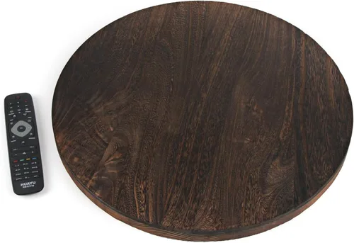 Vista 6 de Gurfuy Bandeja de madera rústica de 20 pulgadas para servir – Bandeja redonda extragrande para mesa de café decorativa de granja de gran