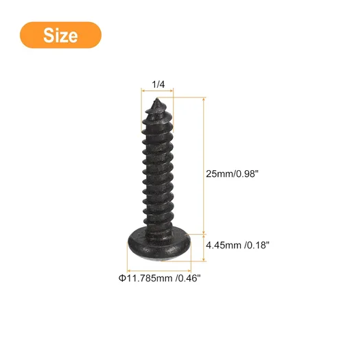 Vista 2 de uxcell Tornillo autorroscante Phillips de cabeza plana de 1/4 x 1, 25 piezas - Tornillo de madera de cabeza redonda de acero inoxidable 304