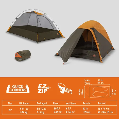 Vista 5 de Kelty Grand Mesa 2P or 4P Backpacking Tent – 3 Season Camping, Thru Hiking Shelter, Aluminum Pole Frame, Single Door + Vestibule
