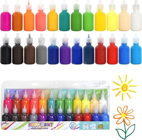 Vista 7 de Darice - Pintura de hojaldr, paquete de 12 pinturas para tela 3D, colores clásicos, juego de pintura permanente no tóxica para niños, a partir de 3