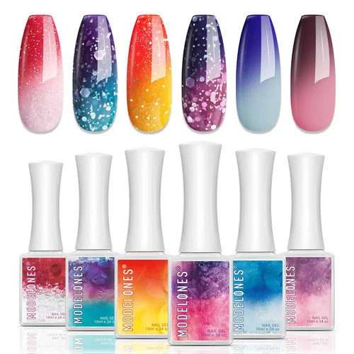 Vista 24 de Modelones - Juego de esmaltes de gel transparente, capa base de gel superior, sin limpieza, 0.5 onzas líquidas Un conjunto claro