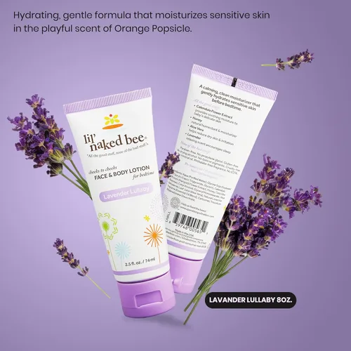 Vista 6 de Lil Naked Bee - Loción para bebés para niños (2.5 onzas), loción facial y corporal de mejillas de canción de cuna de lavanda para pieles sensibles