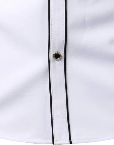 Vista 5 de ZEROYAA Camisas de vestir de manga larga con bordado floral para hombre, Blanco Negro