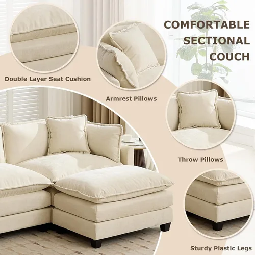 Vista 4 de SoarFlash Sofá modula, de felpilla, posición de en medio, beige