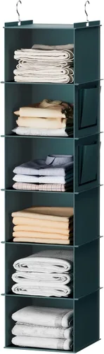 Vista 8 de YOUDENOVA - Organizador colgante para clóset con 6 estantes de almacenamiento con bolsillos laterales, beige