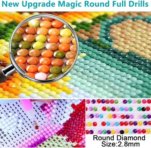 Vista 2 de Kits de pintura de diamantes por números para adultos, perro labrador negro, redondo, taladro completo, arte de diamante 5D, fácil
