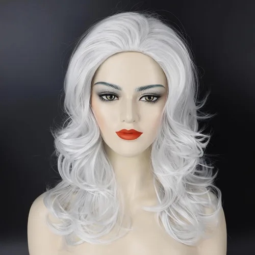 Vista 32 de Peluca de cosplay estilo Bob azul oscuro + horquilla de libélula + collar para fiesta, disfraz de Halloween, peluca de mujer