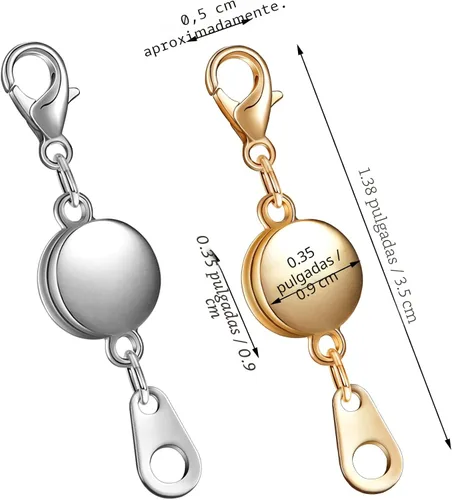 Vista 2 de 12 piezas de cierre magnético con bloqueo para joyería, cierre redondo para collar, cierres para pulsera, extensor de pulsera para fabricación