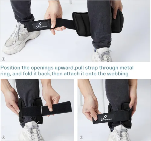 Vista 8 de Sportneer Adjustable Ankle/Wrist Weights for Men Women Kids, Weighted Leg & Cuff Strength Training for Yoga Walking Running Aerobics Gym Fitness