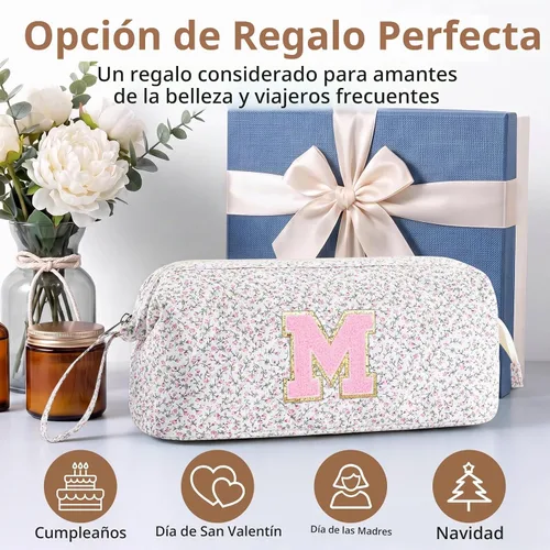 Vista 4 de Bolsa de viaje para herramientas para el cabello con inicial compatible con Floral rosa