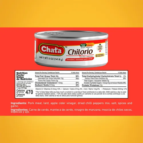 Vista 2 de Chata Chilorio de cerdo mexicano, cerdo rallado sazonado, 5 onzas (paquete de 6)