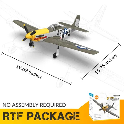 Vista 3 de Avión RC P51 Mustang sin escobillas de 4 canales - VOLANTEXR 19.685 in RC Aviones con estabilizador XPilot y acrobático 3D, aviones RC para adultos