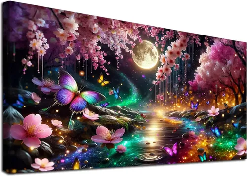 Vista 10 de JATOK Kits de pintura de diamantes para adultos, kits de arte de diamantes en cascada colorida 5D para principiantes, pintura de taladro redondo