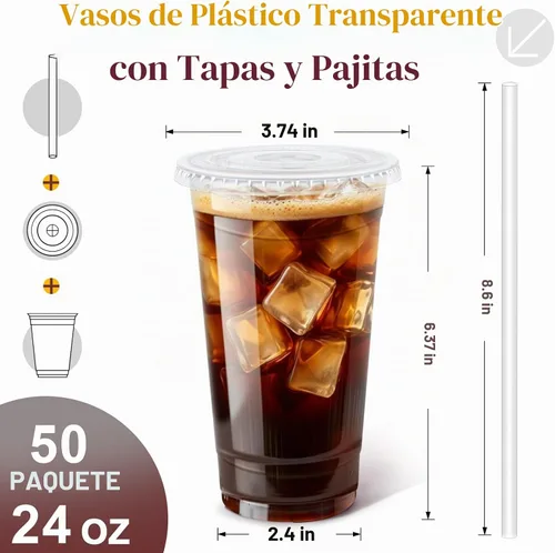 Vista 2 de Paquete de 50 tazas de café helado de plástico transparente de 24