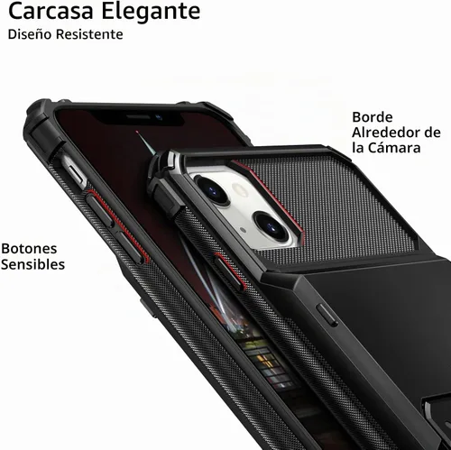 Vista 4 de Vofolen Funda tipo cartera para iPhone 13 con 4 tarjeteros para hombre