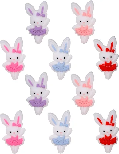 Vista 21 de 10 Piezas Cuentas de Silicona de Animales - Lindas Cuentas a Granel DIY para Manualidades, Bolígrafo, Correas de Teléfono, Colgantes de Bolsa (Rana)