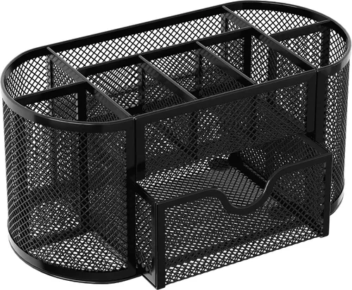 Vista 2 de Organizador para escritorio EasyPAG, malla metálica, 9 compartimentos, gavetas para escritorios con bandeja, Negro