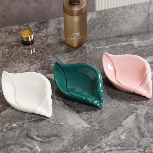 Vista 7 de Sea-Shell - Jabonera de cerámica con autodrenante, bandeja de jabón para fregadero, baño, ducha, soporte pequeño y elegante con esmalte, fácil