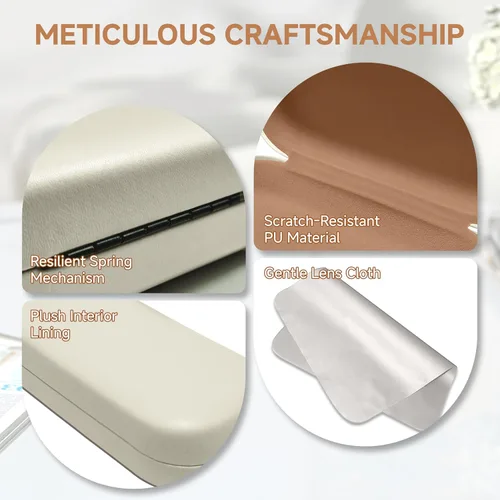 Vista 3 de Estuche para gafas de sol, funda rígida de piel sintética para gafas de sol, Beige