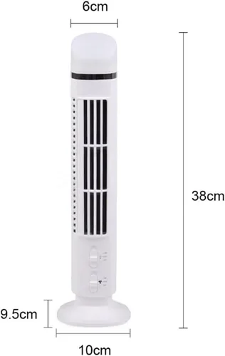 Vista 8 de Ventilador de torre LED de 2 engranajes compacto y portátil para Blanco