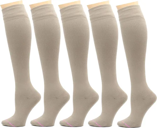 Vista 20 de Dr. Motion - 5 pares de calcetines de compresión terapéutica graduada de 8-15 mmHg para rodillas de mujer