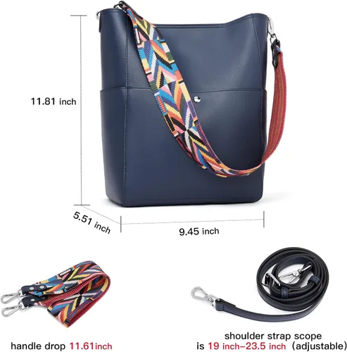 Vista 3 de BROMEN Bolsa Hobo para mujer, diseñada con cuero vegano, de hombro, bandolera