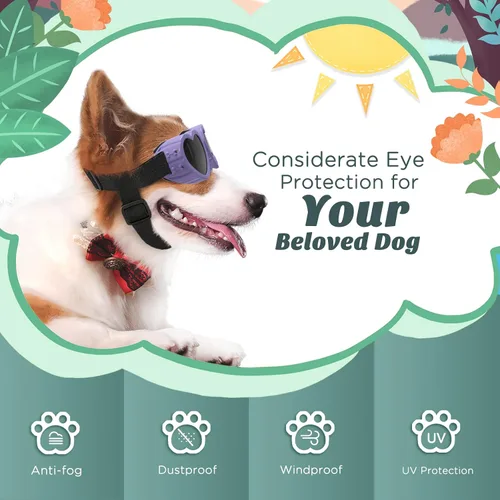 Vista 5 de Lewondr Gafas de sol para perros pequeños, protección UV, gafas de protección para los ojos con correa ajustable, gafas de sol en forma de corazón