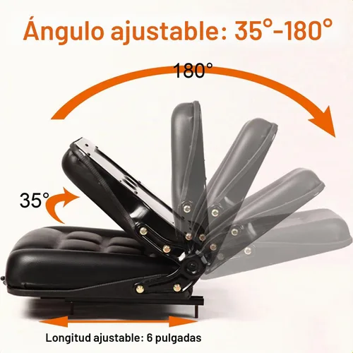 Vista 4 de Asiento universal para carretilla elevadora, asiento de tractor plegable con reposabrazos y cinturón de seguridad retráctil, respaldo de ángulo