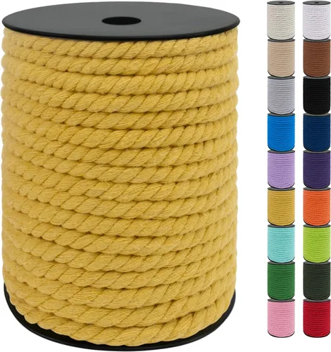 Vista 50 de JeogYong Cordón de algodón de 10mm, 22.86 metros de cuerda natural para macramé, hilo de 3 hebras torcido, cuerda para macramé para manualidades