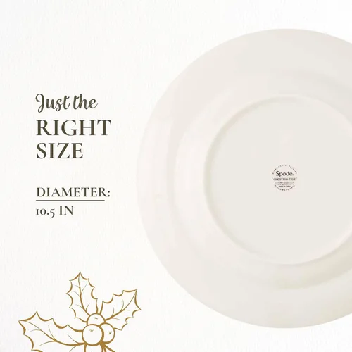 Vista 14 de Vajilla Spode, diseño de árbol de Navidad, Blancuzco