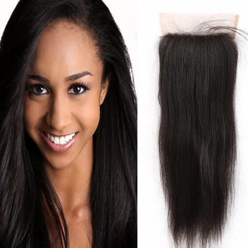 Vista 9 de Cabello humano con base de seda 4x4 con cierre de encaje con cabello de bebé, ondulado, cierre de cabello virgen brasileño, parte libre, color Parte