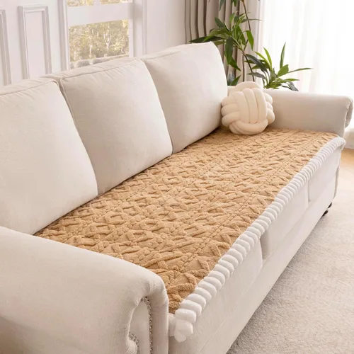 Vista 11 de Funda de sofá para perros, fundas de sofá lavables antideslizantes para sofá de 2 cojines, protector de sofá mullido y tapete de cama para mascotas