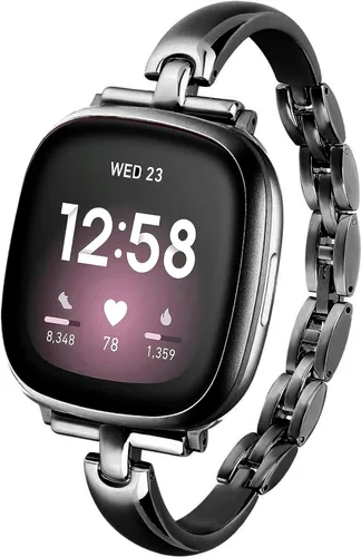 Vista 7 de Elegantes Correas de Metal en Cadena para Reloj Inteligente para Mujeres Compatible con Fitbit Sense/Fitbit Versa 3 Bandas para Mujeres Elegantes 1