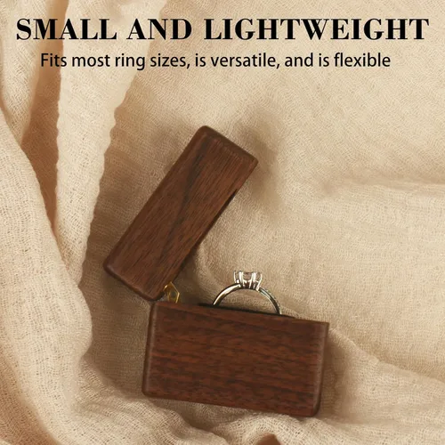 Vista 5 de Caja de madera para anillos de compromiso para propuesta, regalo para el día de la boda, caja de almacenamiento de anillo de regalo de compromiso