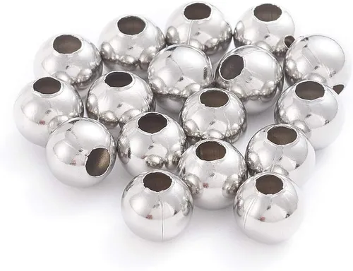 Vista 10 de Pandahall 500 cuentas espaciadoras redondas de 0.079 in doradas de acero inoxidable 304 sin costuras sueltas pequeñas pequeñas cuentas de metal