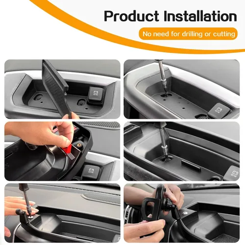 Vista 5 de Hoolcar Soporte para teléfono Ram Dash con bandeja de almacenamiento, compatible con Dodge Ram 2018-2023, accesorios interiores