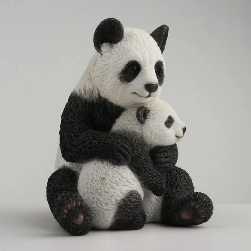 Vista 3 de Veronese Design Figura coleccionable pintada a mano de 4 1/2 pulgadas con diseño de panda abrazando a cachorro